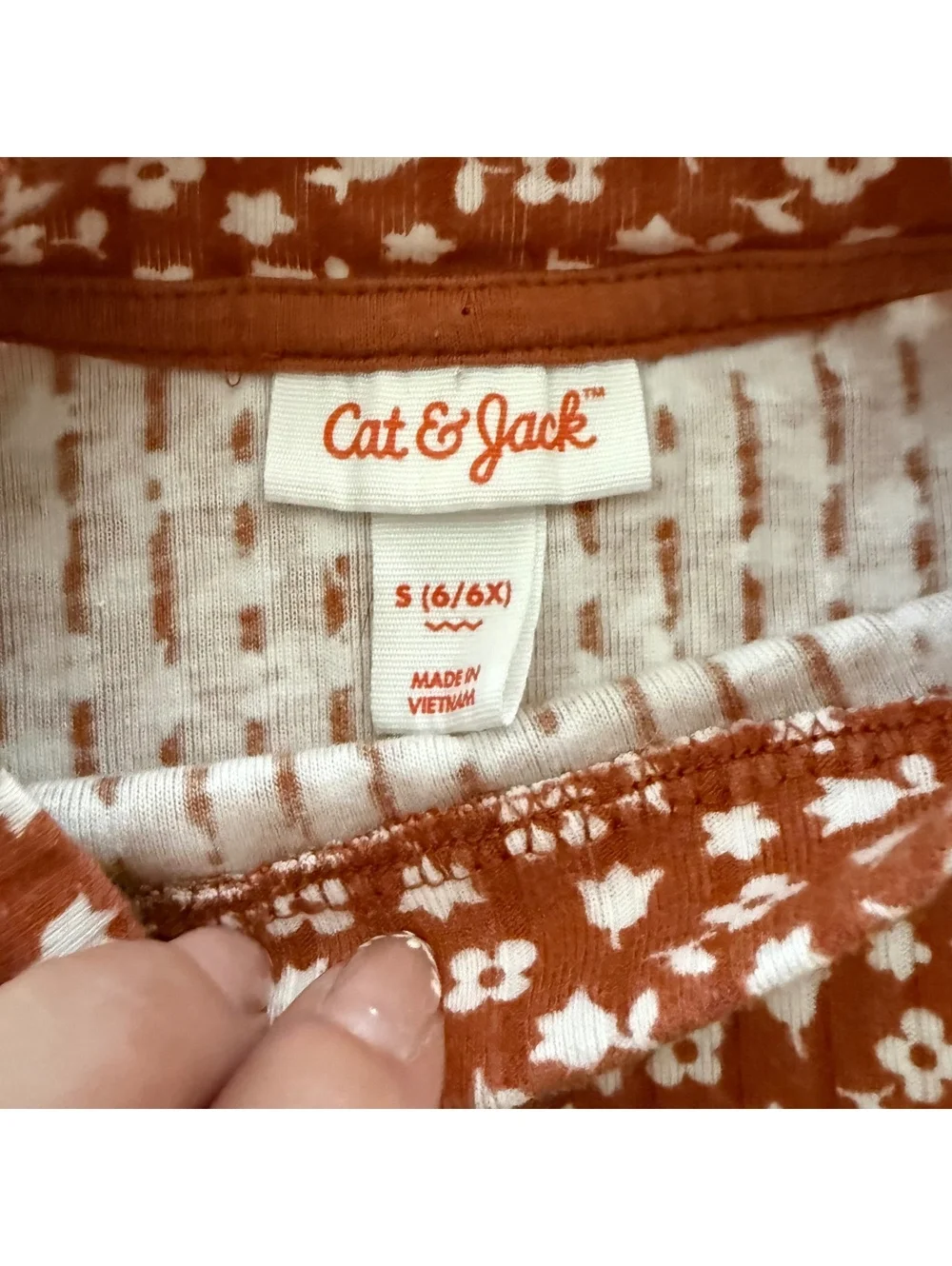 6y Rust Floral Ribbed Top